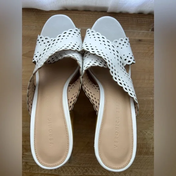 Veronica Beard Gaynor Platform Leather Sandals In White Size 8 New - Picture 5 of 13